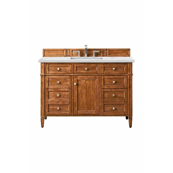 James Martin Vanities Brittany 48in Single Vanity, Saddle Brown w/ 3 CM Ethereal Noctis Quartz Top 650-V48-SBR-3ENC - main